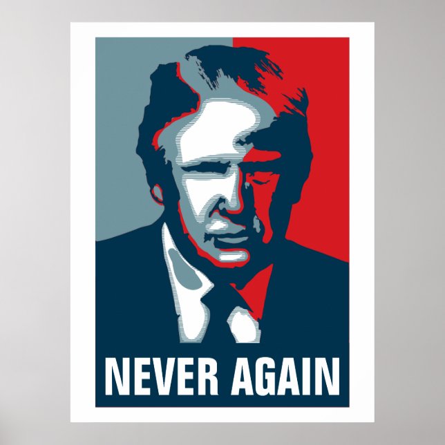 Affiche Donald Trump NEVER AGAIN (Devant)