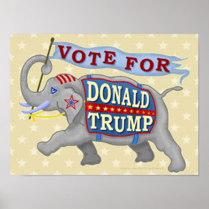 Affiche Donald Trump Président 2024 Eléphant républicain