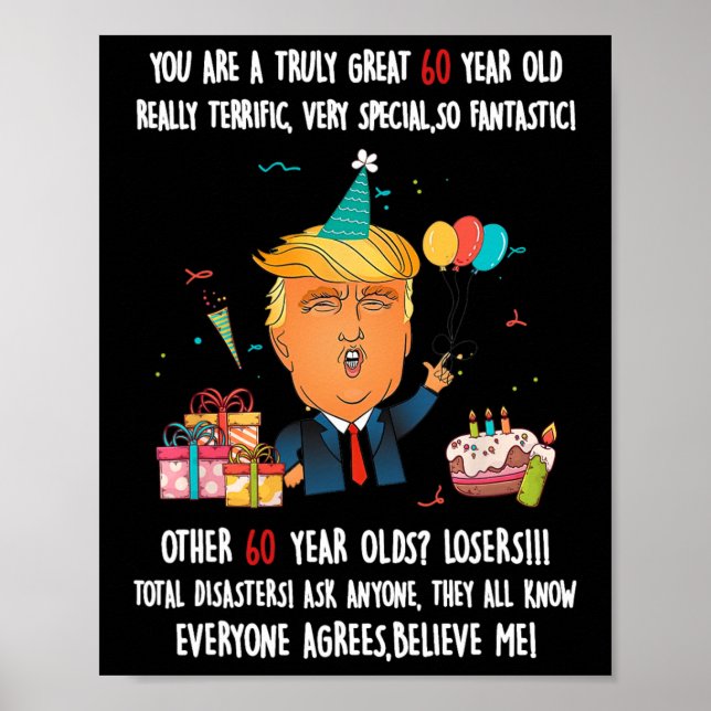 Affiche Donald Trump Président Funny 60e anniversaire Trum (Devant)