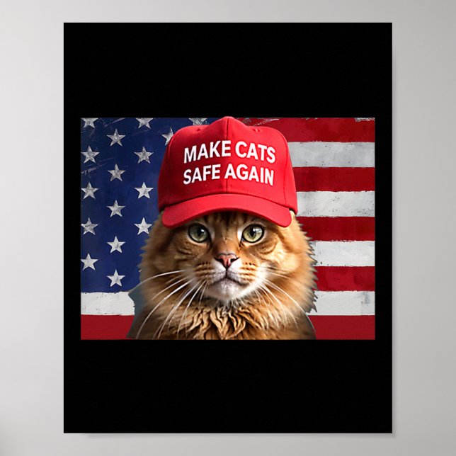 Affiche Donald Trump Rendre les chats en sécurité Casquett (Devant)