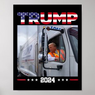 Affiche Donald Trump roule dans un camion à ordures - Cami