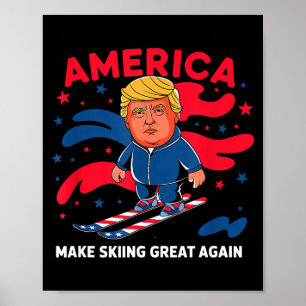 Affiche Donald trump skiant l'amérique - rendre le ski gén