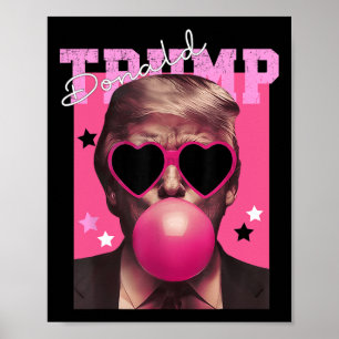Affiche Donald Trump soufflant du bubble gum Lunettes de s