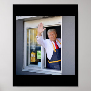 Affiche Donald Trump Travaille À La Station Fry Et Détient