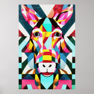 Affiche Donkey Colorful Fun Géométrique Art Abstrait
