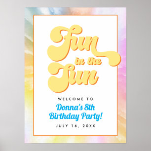 Affiche DONNA Retro Font Tie Dye Pool Party Anniversaire