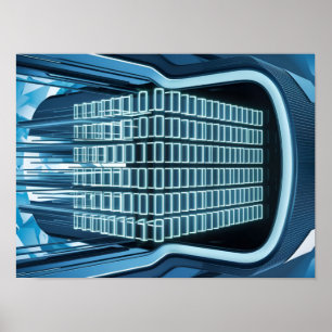 Affiche Données binaires numériques bleues sur l'écran de 