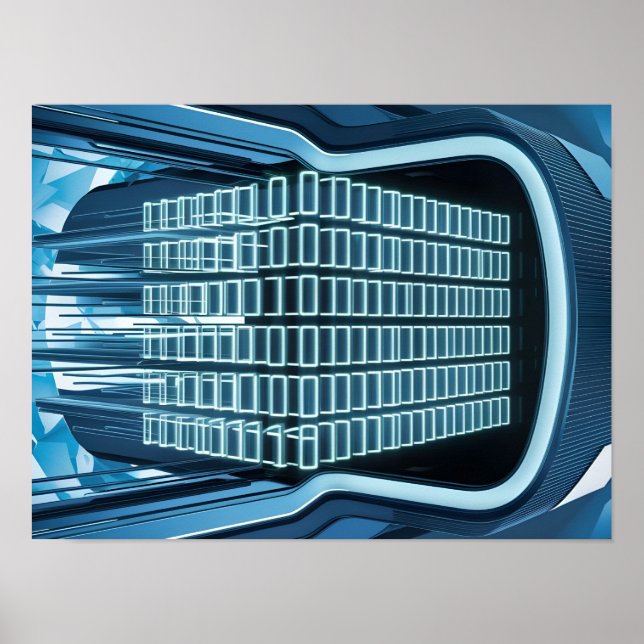 Affiche Données binaires numériques bleues sur l'écran de  (Devant)