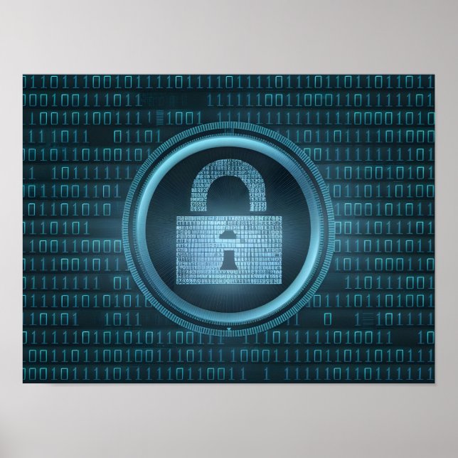 Affiche Données binaires numériques noires sur l'écran de  (Devant)