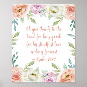 Affiche Donner Merci Bible Verse Girl Aquarelle Floral