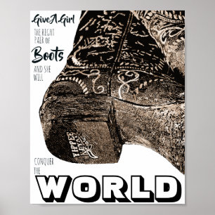 Affiche Donnez À Une Fille La Bonne Paire De Bottes Citati