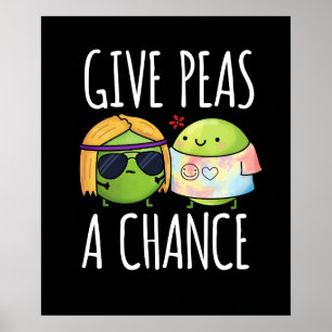 Affiche Donnez Aux Pois Une Chance Drôle Hippie Peas Pun D