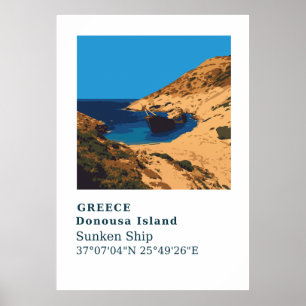 Affiche Donousa Grèce Sunset Ship Wall Art