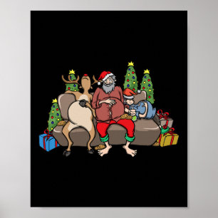 Affiche Dons de nourriture Coma drôle Pun de Noël Père Noë