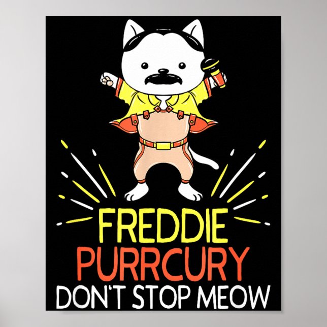 Affiche Don't Stop Meow Die Purrcury Funny Cat Music Pun G (Devant)