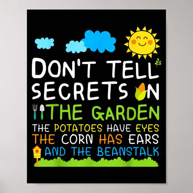 Affiche Don't Tell Secret In The Garden Funny Gardener  (Devant)