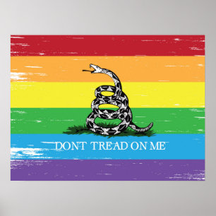 Affiche Don't tread on me Gadsden flag LGBT Rainbow grunge