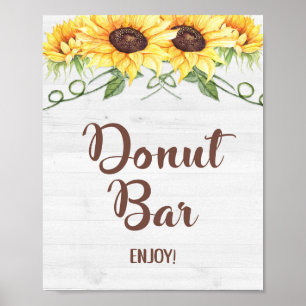 Affiche DONUT BAR Douche tournesol ou signe de fête