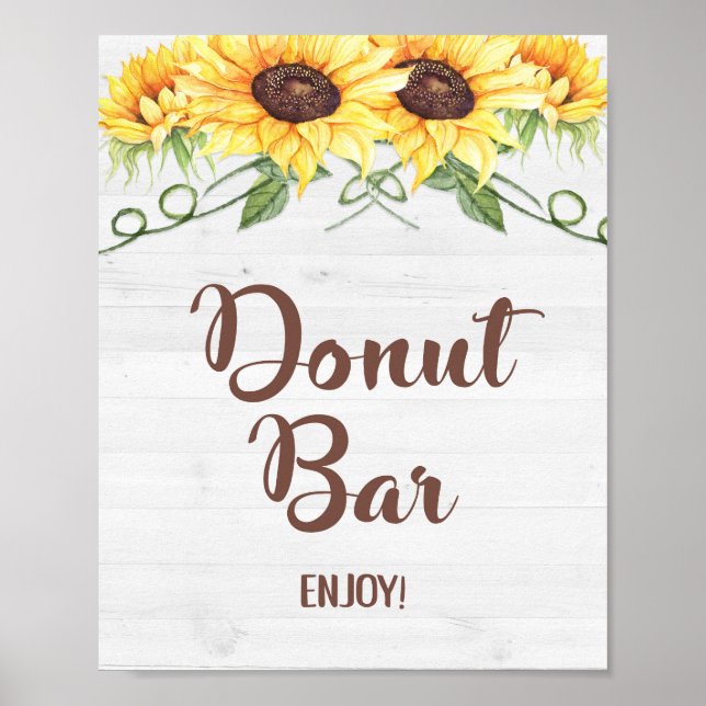 Affiche DONUT BAR Douche tournesol ou signe de fête (Devant)