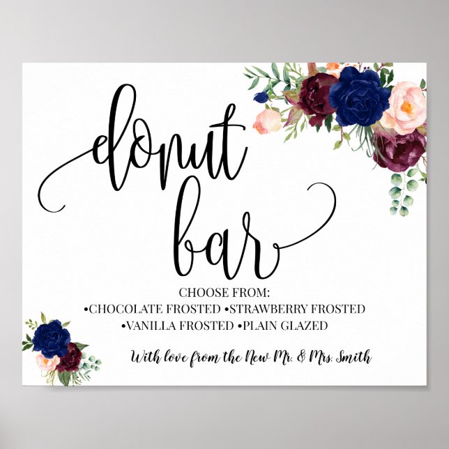 Affiche Donut bar réception de mariage marine bordeaux (Devant)