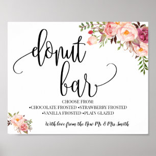 Affiche Donut bar réception de mariage rose boho chic