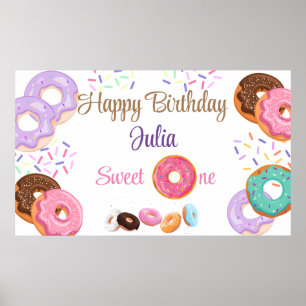 Affiche Donut fille de 1er anniversaire