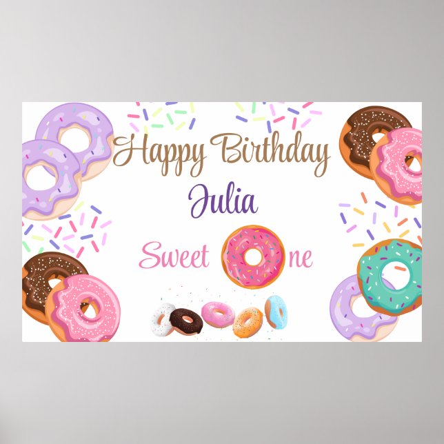 Affiche Donut fille de 1er anniversaire (Devant)