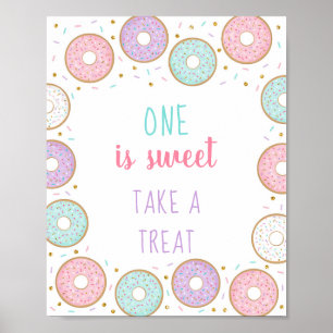 Affiche Donut Pink Gold One Est Doux Prenez Un Beau Annive