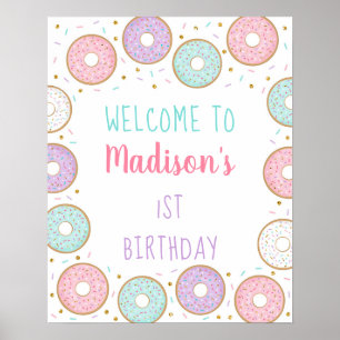 Affiche Donut Pink Gold Pastel Bienvenue