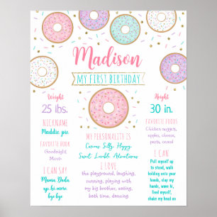 Affiche Donut Pink Gold Premier anniversaire Jalon