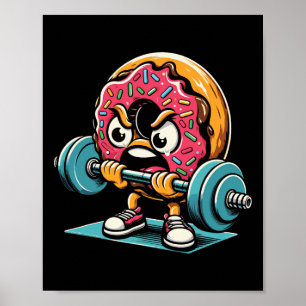Affiche Donut soulève des poids Gym drôle travail Haltérop