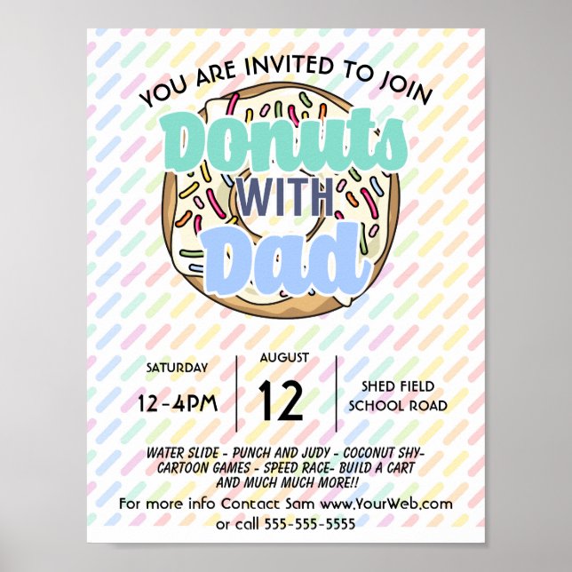 Affiche donuts avec l'école papa PTO PTA collecte de fonds (Devant)