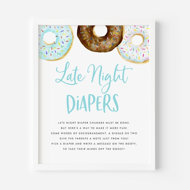 Affiche Donuts Bleus et Chocolat Late Night Diapers Jeu (Créateur téléchargé)