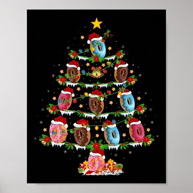 Affiche Donuts Christmas Tree Lights Funny Fast Food Donut (Devant)