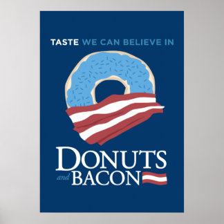 Affiche Donuts et Bacon : Goût on peut croire en - bleu