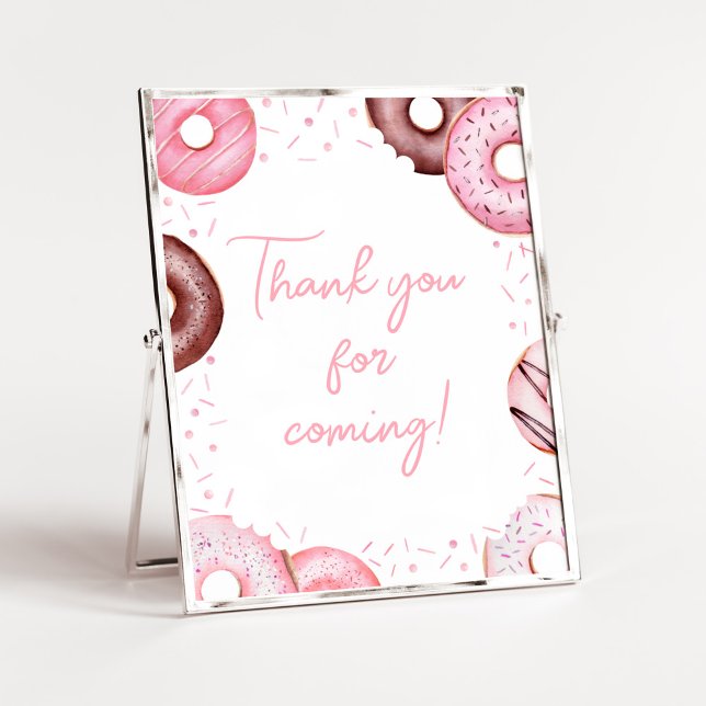 Affiche Donuts roses et Diapers Merci bébé pour venir (Pink Sweet Sprinkle Baby Shower Thank you for Coming Sign)