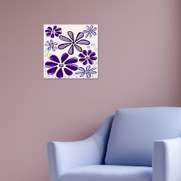 Affiche Doodle Abstrait à fleurs violettes