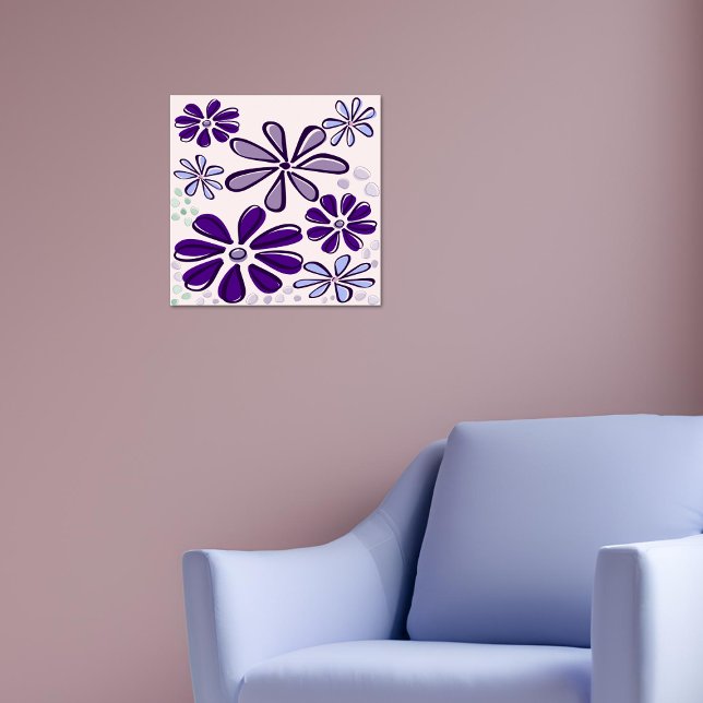 Affiche Doodle Abstrait à fleurs violettes (Abstract Purple Flower Doodle Poster)