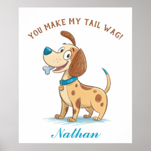 Affiche Doodle Bleu Joueur animal de compagnie, lecteur de