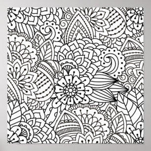 Affiche Doodle de conception de fleurs 2