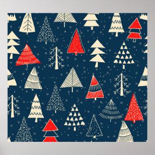 Affiche Doodle de Noël, motif d'hiver sans soudure.