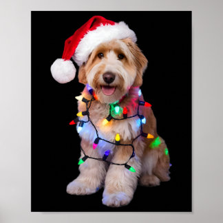 Affiche Doodle D'Or À Santa Hat Enveloppé À Noël