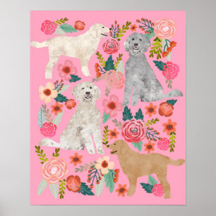 Affiche Doodle d'or Art Floral Dog