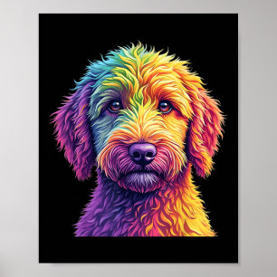 Affiche Doodle d'or Chien Colorful Goldendoodle Visage Chi
