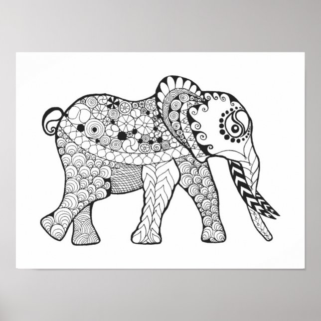 Affiche Doodle éléphant 2 (Devant)