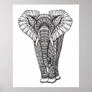 Affiche Doodle éléphant à motif Imaginaire 2