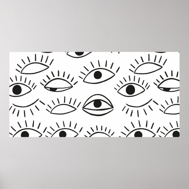 Affiche Doodle eye, seamless pattern.  (Devant)