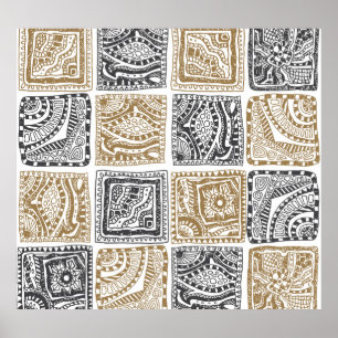 Affiche Doodle géométrique, motif abstrait vintage.