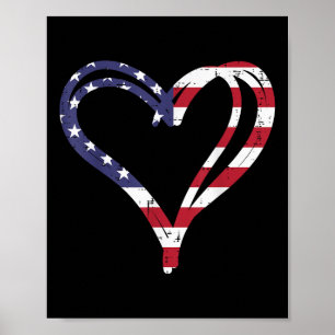 Affiche Doodle Heart Us American Flag Memorial Day 4th Of