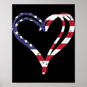 Affiche Doodle Heart US American Flag Memorial Day 4th Of